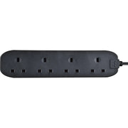 Masterplug Basic - 4 Sockets, 2m, 13A, Black
