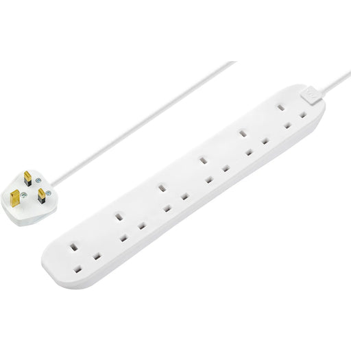 Masterplug Basic - 6 Sockets, 2m, 13A, White