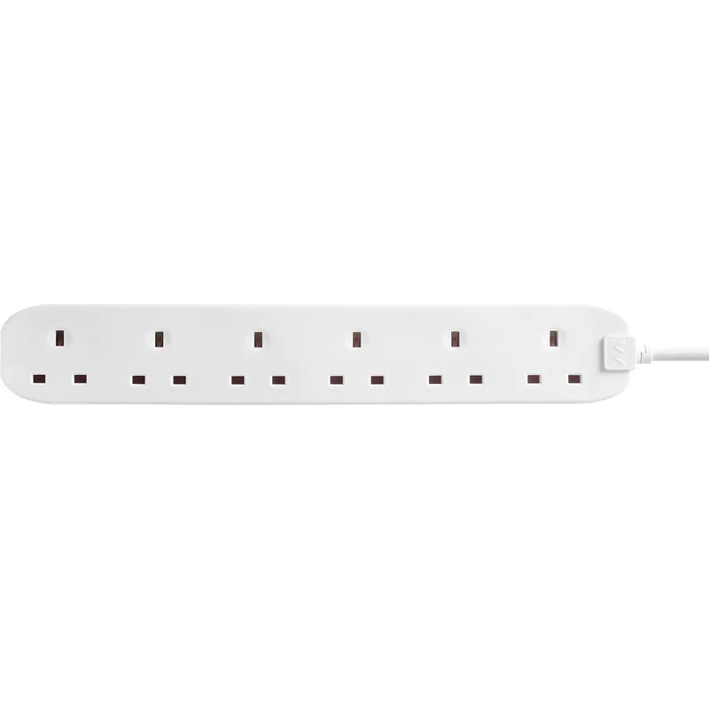 Masterplug Basic - 6 Sockets, 2m, 13A, White