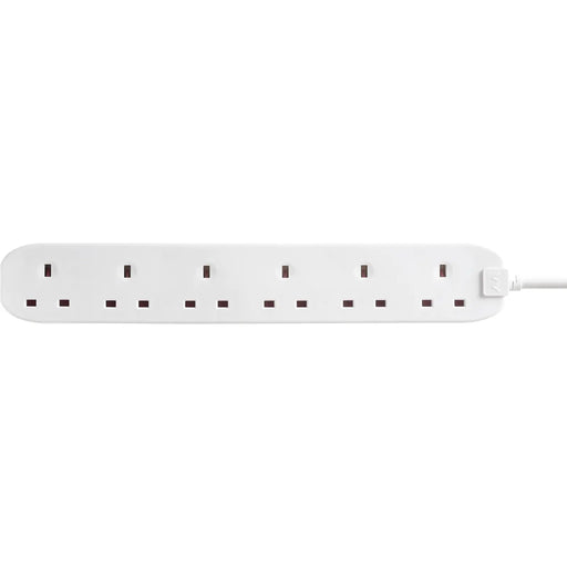 Masterplug Basic - 6 Sockets, 2m, 13A, White
