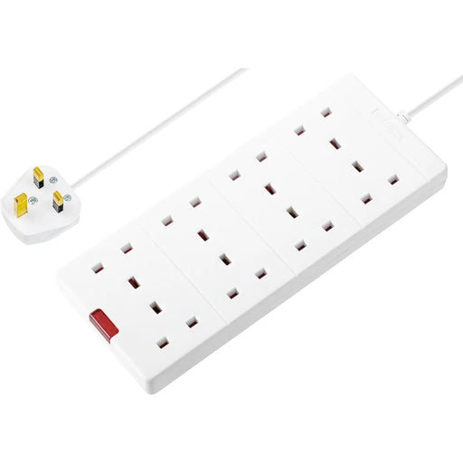 Masterplug Basic - 8 Sockets, 2m, 13A, White