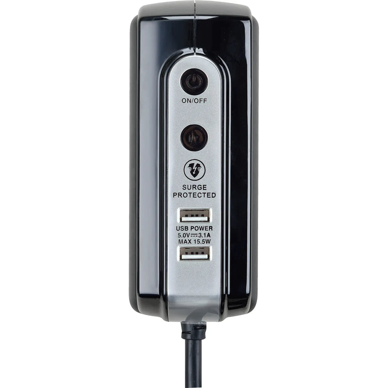 Masterplug High Gloss USB - 2 x USB A, 4 Sockets, 2m, 13A, Gloss Black