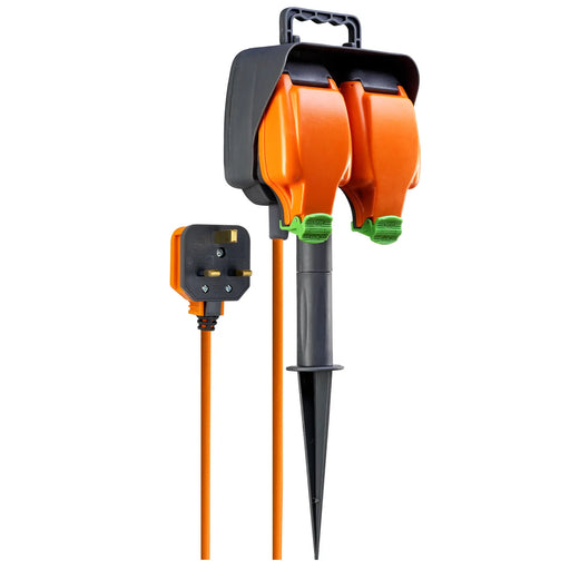 Masterplug Outdoor - 2 Sockets, 15m, 13A, Orange