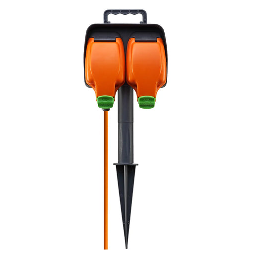 Masterplug Outdoor - 2 Sockets, 15m, 13A, Orange