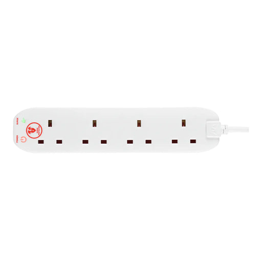 Masterplug Surge - 4 Sockets, 4m, 13A, White