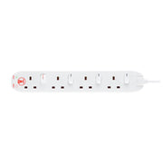Masterplug Surge - 4 Sockets, 2m, 13A, White