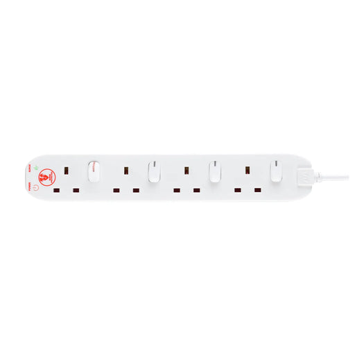 Masterplug Surge - 4 Sockets, 2m, 13A, White