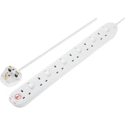 Masterplug Surge - 6 Sockets, 2m, 13A, White