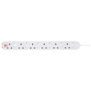 Masterplug Surge - 6 Sockets, 2m, 13A, White