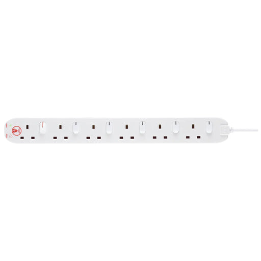 Masterplug Surge - 6 Sockets, 2m, 13A, White