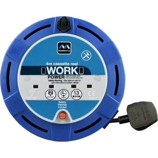 Masterplug Work - 4m, 2 Sockets, 13A, Blue