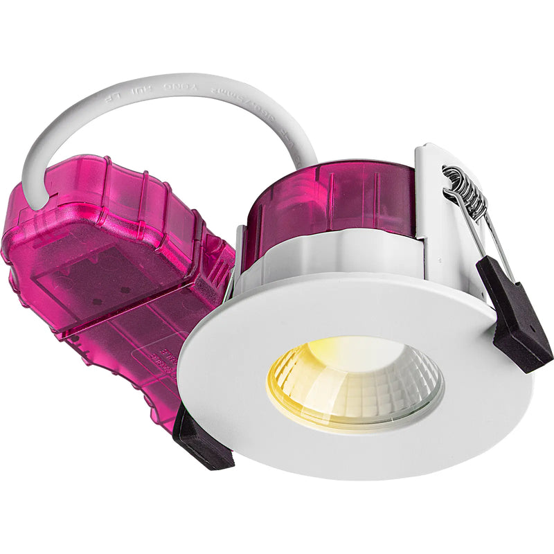 Luceco Elite - FType Elite Fire Rated Downlight 4W/6W 690lm Power Change & CCT Change 3000K / 4000K Dim2Warm Dimmable IP65 White - Flat