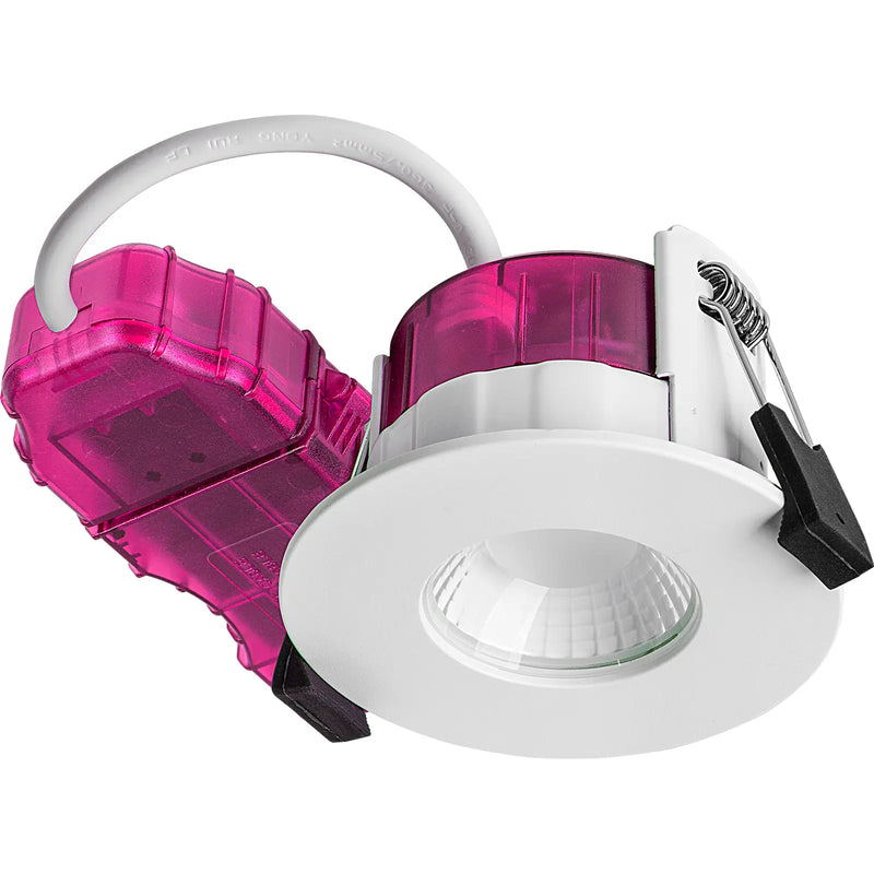 Luceco Elite - FType Elite Fire Rated Downlight 4W/6W 690lm Power Change & CCT Change 3000K / 4000K Dim2Warm Dimmable IP65 White - Flat