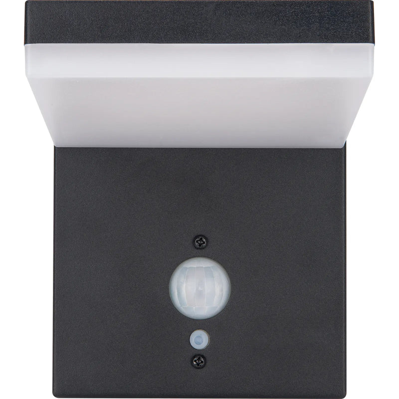 Luceco Slate Grey Wall Lights - Aries Decorative Outdoor Solar Wall Light with PIR Motion Sensor, LED Exterior Lighting, Slate Grey, IP44, 5W, 600lm, 3000K