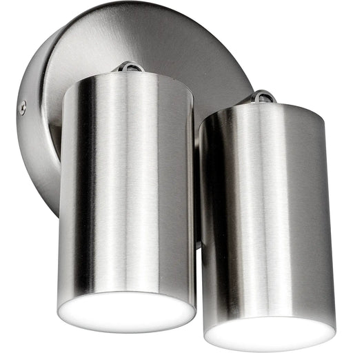 Luceco Stainless Steel - Stainless steel twin head adjustable wall light 500 lumens warm white colour temp
