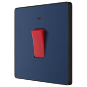 BG Electrical Evolve Matt Blue - 45A, double pole, single plate, with indicator