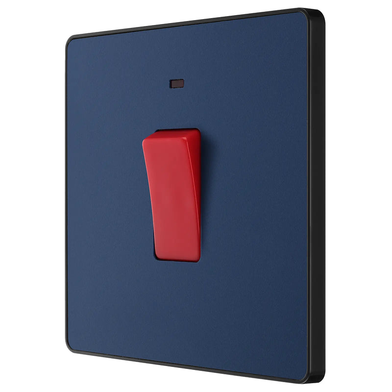 BG Electrical Evolve Matt Blue - 45A, double pole, single plate, with indicator