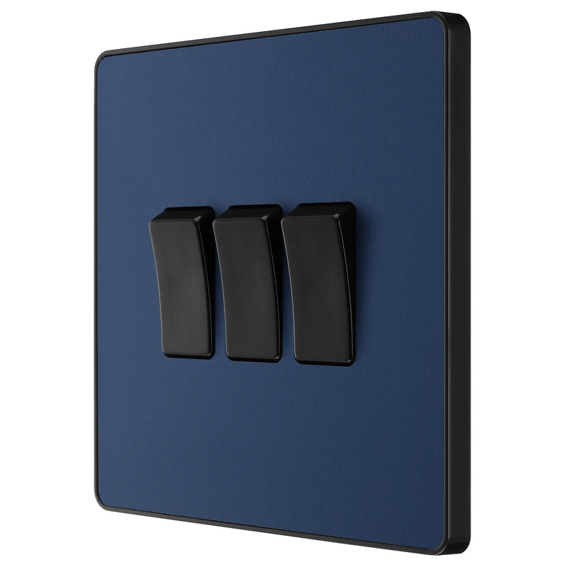 BG Electrical Evolve Matt Blue - Triple, 2 way switch