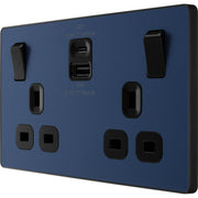 BG Electrical Evolve Matt Blue - Double switched single pole, with USB A + C (45W)