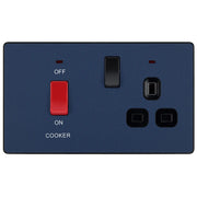 BG Electrical Evolve Matt Blue - 45A double pole with switched socket and indicators