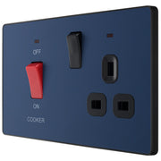 BG Electrical Evolve Matt Blue - 45A double pole with switched socket and indicators