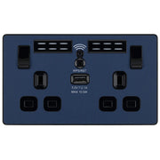 BG Electrical Evolve Matt Blue - Double, switched, single pole, WiFi Extender + USB A