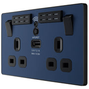 BG Electrical Evolve Matt Blue - Double, switched, single pole, WiFi Extender + USB A