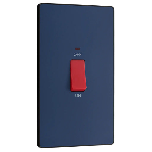 BG Electrical Evolve Matt Blue - 45A, double pole, large plate, with indicator