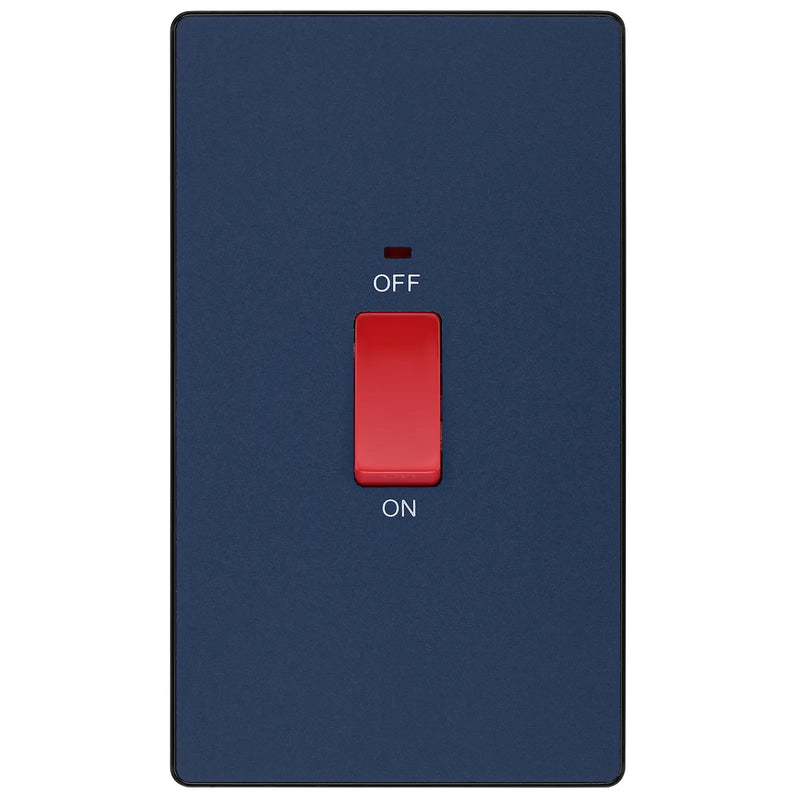BG Electrical Evolve Matt Blue - 45A, double pole, large plate, with indicator