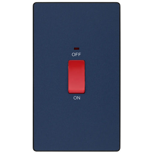 BG Electrical Evolve Matt Blue - 45A, double pole, large plate, with indicator