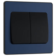 BG Electrical Evolve Matt Blue - Double, 2 way switch, wide rocker