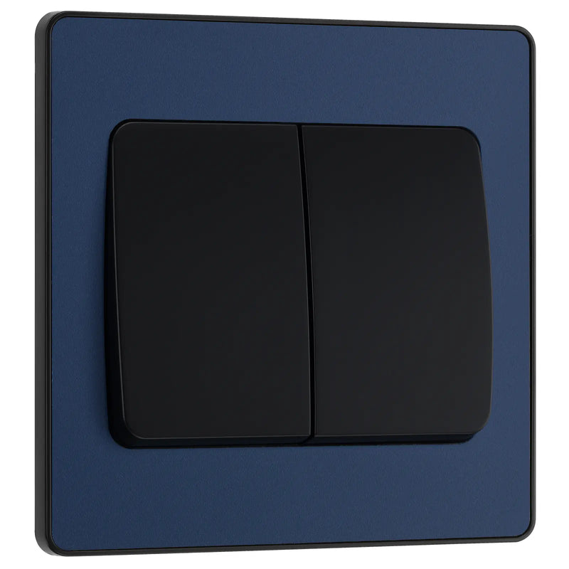 BG Electrical Evolve Matt Blue - Double, 2 way switch, wide rocker