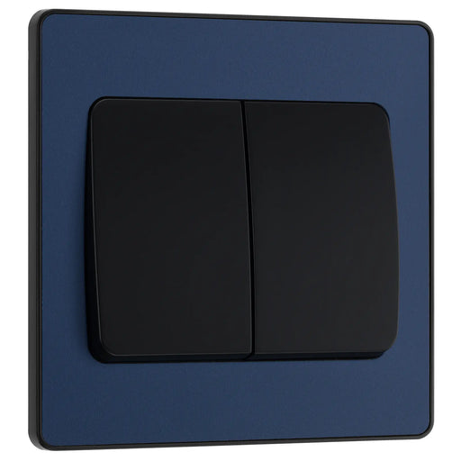 BG Electrical Evolve Matt Blue - Double, 2 way switch, wide rocker