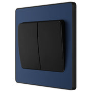 BG Electrical Evolve Matt Blue - Double, 2 way switch, wide rocker
