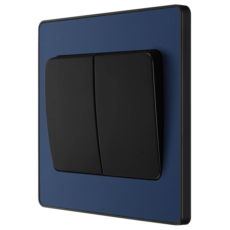 BG Electrical Evolve Matt Blue - Double, 2 way switch, wide rocker