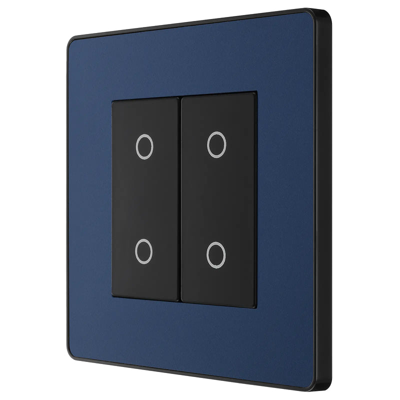 BG Electrical Evolve Matt Blue - Double, 2 way touch, 200W, secondary