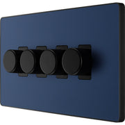 BG Electrical Evolve Matt Blue - Quadruple, 2 way push 200W