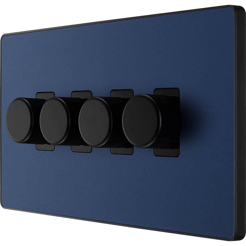 BG Electrical Evolve Matt Blue - Quadruple, 2 way push 200W