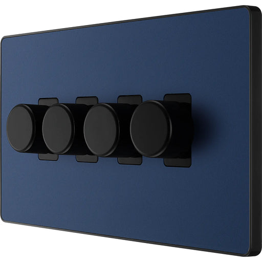 BG Electrical Evolve Matt Blue - Quadruple, 2 way push 200W