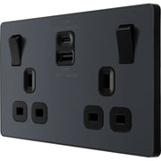 BG Electrical Evolve Matt Grey - Double switched single pole, with USB A + C (22W)