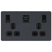 BG Electrical Evolve Matt Grey - Double switched single pole, with USB A + C (45W)