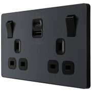 BG Electrical Evolve Matt Grey - Double switched single pole, with USB A + C (45W)