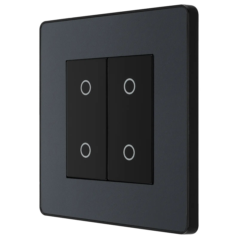BG Electrical Evolve Matt Grey - Double, 2 way touch, 200W, master