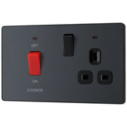 BG Electrical Evolve Matt Grey - 45A double pole with switched socket and indicators