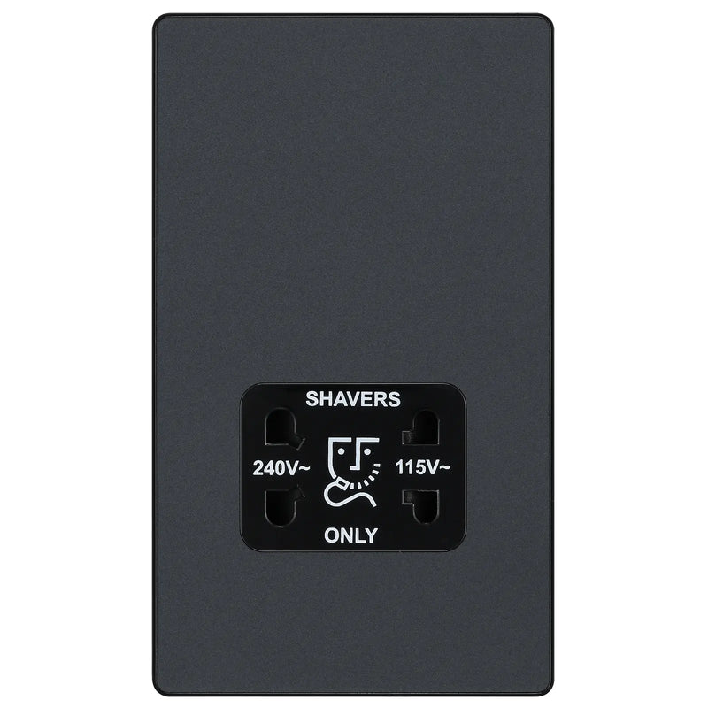 BG Electrical Evolve Matt Grey - 115/240V dual voltage shaver socket