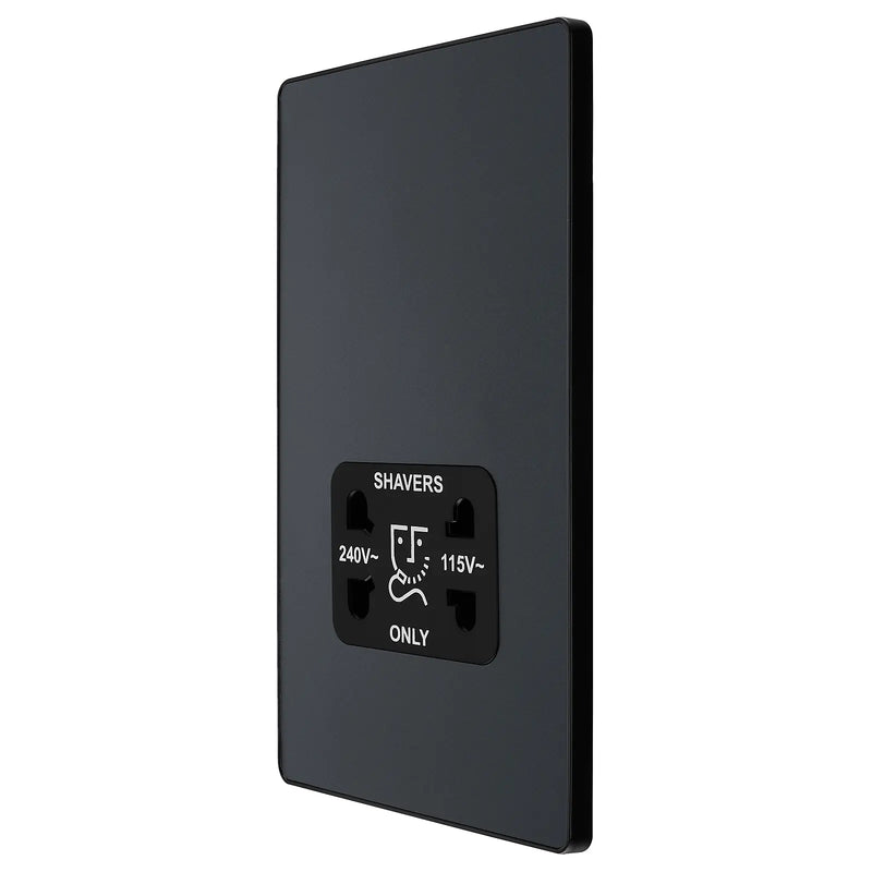 BG Electrical Evolve Matt Grey - 115/240V dual voltage shaver socket