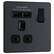 BG Electrical Evolve Matt Grey - Single, switched, single pole, with 2 x USB A