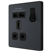 BG Electrical Evolve Matt Grey - Single, switched, single pole, with 2 x USB A