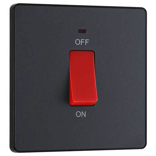 BG Electrical Evolve Matt Grey - 45A, double pole, single plate, with indicator
