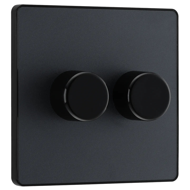 BG Electrical Evolve Matt Grey - Double, 2 way push 200W